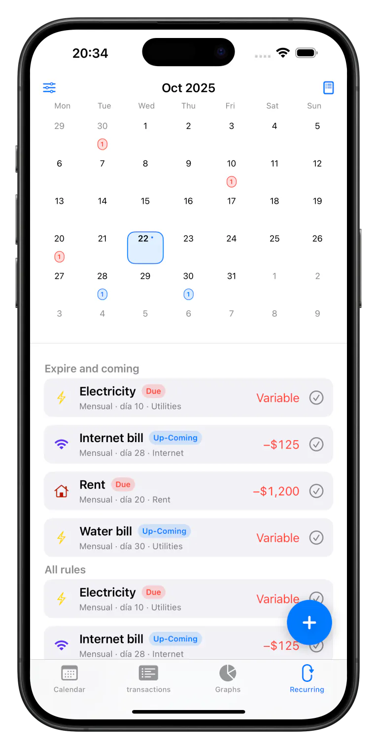 Recurring calendar